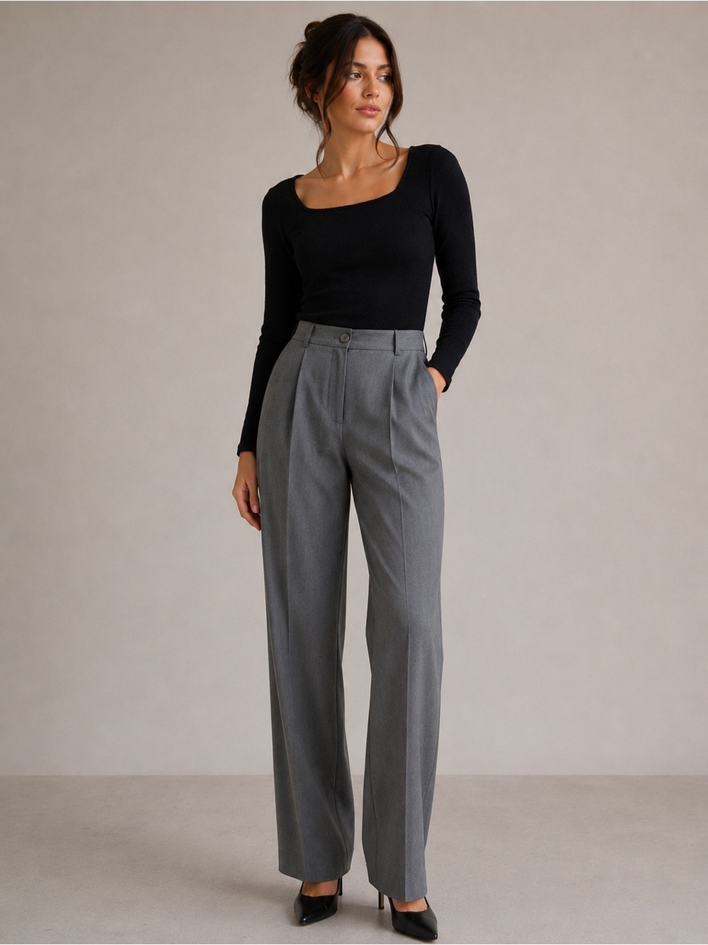 Giorgio Armani Collezioni women's Sage Color high waisted Wool Trousers Sz 10
